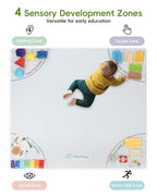 Baby Play Mat, 50''x50'' Playpen Mats with 4 Sensory Development Zones for Motor Skills, Unique Crawling Mats with Non-Slip Cushioned That Fits Nicely into Any Playroom, Grey