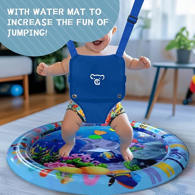 G TALECO Gear Baby Jumper with Stand,Baby Bouncer,Easy Set-Up,Baby Exerciser for Active Babies,Suitable for Indoor and Outdoor, Blue (Water Mat Include)