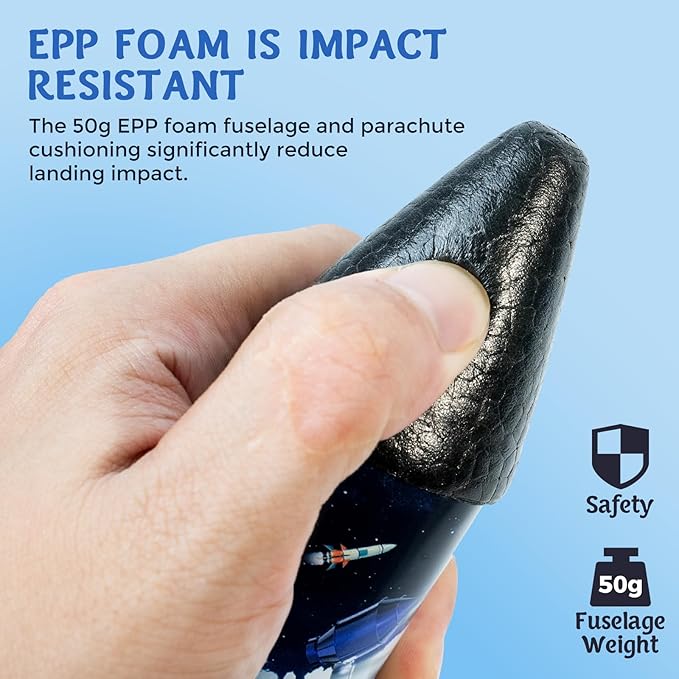 Rocket Launcher for Kids -200 Feet of Flight Altitude, Auto Electric Rocket Toys with Safe Parachute, Outdoor Summer Yard Toys Christmas Birthday Gifts for Boys & Girls Age 6 7 9 10 12 8-13 Years Old