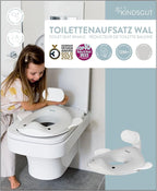 Kindsgut Potty Training Seat in whale design, designed in Germany, suitable for all toilet shapes non-slip toilet seat, Light Grey