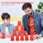 yeesport Sport Stacking Cups, 24pcs Sports Stacking Cups Sport Training Game for Challenge Competition Travel Party Gift for Kids and Adults (Purple & Red)