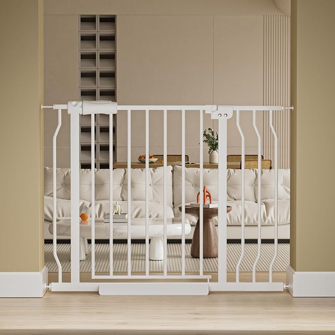 Wide Baby Gate for Stairs Doorways Pressure Mounted Baby Gate Walk Through Child Gates for Kids or Pets Indoor Safety Gates 34 to 38.5 Inch Wide