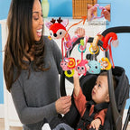 Stroller Toys, Car Seat Toys for Babies 0-6 Months Infants Activity Spiral Hanging Crib Toy Gift for Baby Boys and Girls 0 3 6 12 Months Newborn Sensory Toy with Rattles Squeaker Music- Red