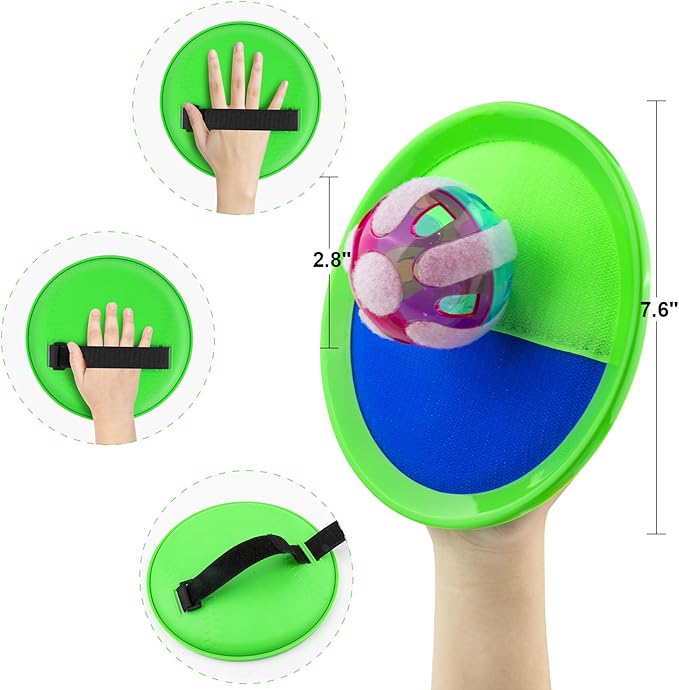 Ayeboovi Kids Outdoor Beach Pool Toys Toss and Catch Ball Set Upgraded Light UP Ball Yard Lawn Games for 3-10 Years Boys Girls Toddlers Easter Basket Stuffers-Green