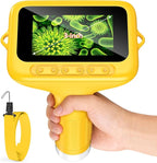 Microscope for Kids, 3'' Digital Handheld Kids Microscope with Adjustable Light, 1000X 1080P Pocket Portable Mini Micro Scope, Stem Toys for Ages 5-7 8-12 Teen Boys and Girls Educational Gifts, Orange