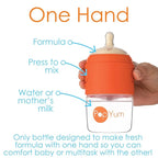 PopYum 5 oz Orange Anti-Colic Formula Making/Mixing/Dispenser Baby Bottles, 3-Pack with #1 Slow Flow Nipples, 150 ml, BPA-Free, Natural Latch