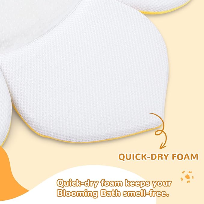 Flower Baby Bath Pad for Infant Bathtub Sink Flower Mat Tub Little Lotus - Petal Soft Supports Lounger Newborn Bathing Insert Seat Baby Essentials, Sunflower