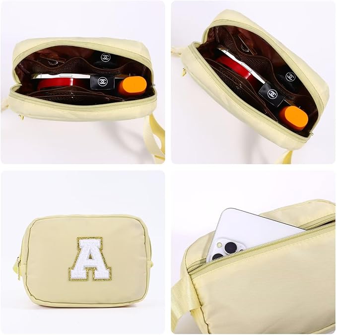 YOOLIFE Initial Belt Bag - Crossbody Fanny Pack for Women - Khaki Monogrammed Everywhere Bag