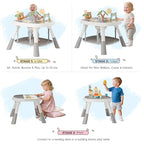 Baby Activity Center, Baby Jumpers and Bouncers with 5 Toys, Lights & Music, Adjustable Heights, 3-Stage Activity Center & Play Table, 360° Rotary Interactive Play Center for Baby Ages 6m+ (White)