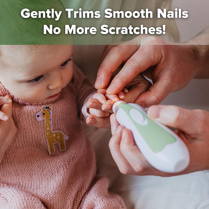 haakaa Baby Nail Trimmer Electric Baby Nail Clippers Kit for Newborn, Toddler or Adults Fingernails and Toenails Care, Baby Nail Care Set & Extra 4 Replacement Pads Combo - Meadow