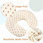 Hooyax Muslin Nursing Pillow Cover, Feeding Pillow Slipcover for Breastfeeding Moms, Soft and Breathable Infant Pillow Cover for Baby Boy and Girls (Heart)