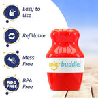 Solar Buddies Sunscreen Applicator - Single Red - Refillable Roll on Sponge Sunscreen, Suncream & Lotion Applicator For Kids, Adults & Families - Holds 3.4fl oz, Perfect Size for Travel