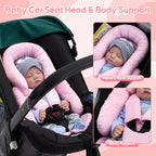 Infant Car Seat Insert with 3 Shoulder & Crocth Covers, Thickened Carseat Head and Body Support for Infant, Reversible Baby Car Seat Cushion for Boys Girls, Soft Mink Dot Newborn Insert for Preemie