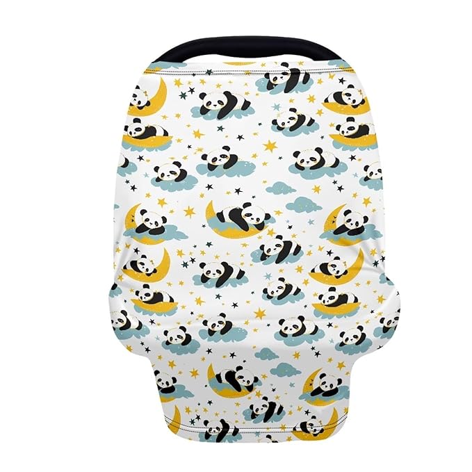 Binienty Cartoon Panda Carseat Cover for Baby Breathable Stretchy Baby Carseat Covers Lightweight Cartoon Car Seat Covers Infants Car Canopies