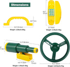 RedSwing Playground Accessories for Kids, Outdoor Swingset Attachments with Pirate Ship Wheel, Toy Telescope, Telephone and Safety Handles (Yellow and Green)