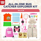 TOY Life Kids Explorer Kit with Bug Catcher for Kids, Bug Catching Kit with Bug Toys, Kid Safari Vest & Hat, Compass, Binoculars, Magnifying Glass, Educational Outdoor Toys Kid Adventure Kit