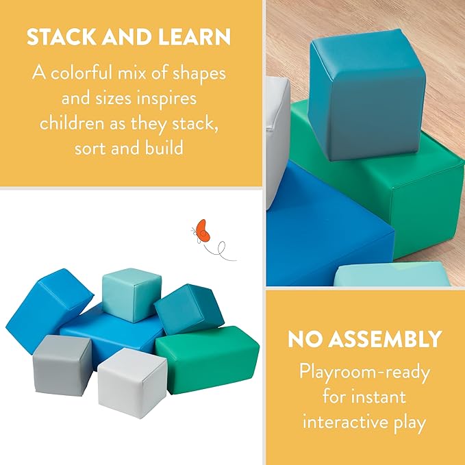 Toddler Building Blocks, Foam Blocks, Contemporary, 7-Piece