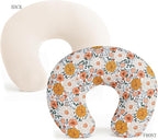 Nursing Pillow and Positioner, Breastfeeding, Bottle Feeding, Baby Sitting Support with Removable Ultra Soft Minky Cover, Tummy Time Support for Baby Boys and Girls (Flower)