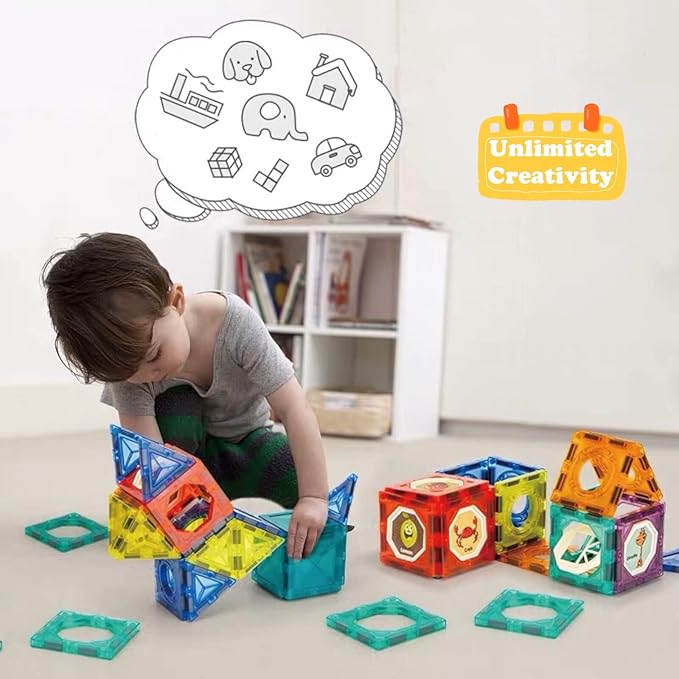 BINZKBB Light Magnetic Tiles Building Blocks for Kids,3D Clear Educational STEM Building Toys,Magnetic Marble Run Blocks Toys for Kids Ages 3 4 5 6 7 8 10+Year Old Boys Girls Creative Gift(110 PCS)