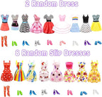 75Pcs Doll Clothes and Accessories Fashion Design kit for 11.5 Inch Doll Dress Up Including 2 Wedding Gown Dresses 1 Fashion Dress 2 Party Dress 8 Mini Dresses 3 Tops and Pants 10 Shoes 6 Necklaces