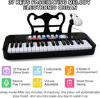 Love&Mini Piano Toy for Kids - 37 Keys Piano Keyboard Toy with Stool and Microphone, Black Electronic Musical Instrument Birthday Gift for Kids 3 4 5 6 7 8 Years Old Boys and Girls