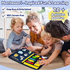 Qizfun Busy Board Book Montessori Toys for 1 2 3 4 Year Old, Boy Birthday Gifts, Educational Sensory Learning Toys for Toddlers 1-3, Car Airplane Travel Activities for Kids Ages 2-4 Year Old