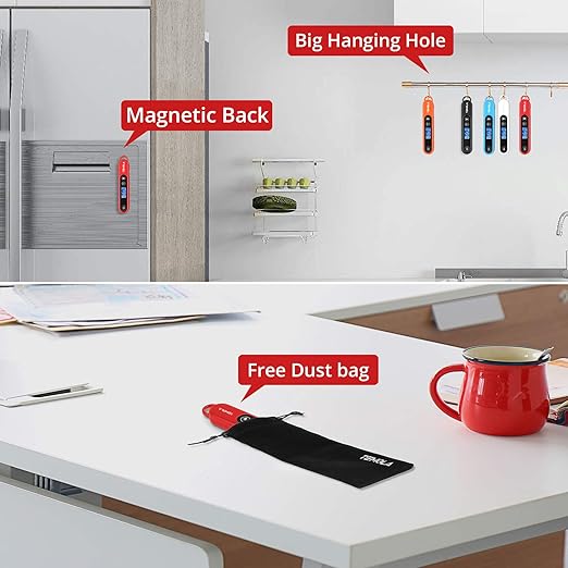 Meat Thermometer for Cooking, Instant Read Food Thermometer with Backlight Waterproof, Kitchen Digital Candy Thermometer for Grill BBQ Baking Water Milk Smoker Oil Deep Fry Liquids Turkey