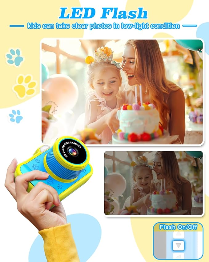 Kids Camera, 48MP 1080P Digital Camera for Kids with 3.5 Inch Big Screen, 10X Zoom, Selfie & Video, 32GB SD Card, 1200mAh Battery, Christmas Birthday Gifts for Boys Girls Ages 3-12 (Blue)