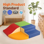 4-Piece Soft PU Leather Toddlers Climbing Toys, Foam Climbing Blocks for Toddlers, Baby Play Set Foam Climb Structures for Toddler 3+, Indoor Crawl Activity Play Gym