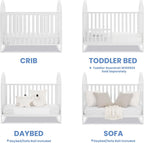 Delta Children Milano 4-in-1 Convertible Crib - Greenguard Gold Certified, Bianca White