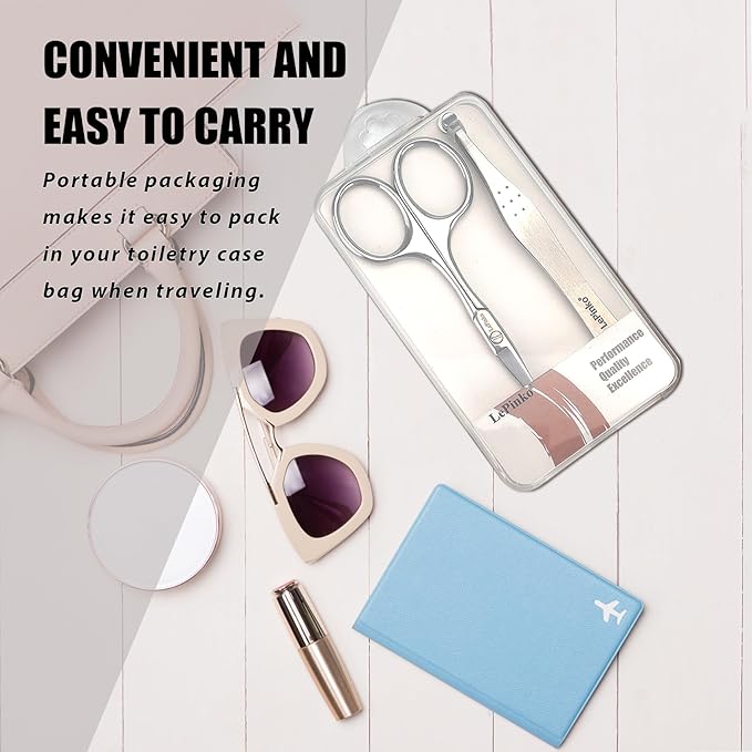LePinko Nose Hair Trimmer For Men, Nasal Hair Tweezers For Women, Small Scissors For Hair Grooming