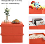 HOONEX Storage Bins with Lids for Organizing, Pack of 2, Storage Boxes with 2 Carrying Handles and Sturdy Heavy Cardboard, 16.5" L x 11.8" W x 7.5" H for Shoes, Books, Clothes, Nursery, Orange