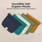 5-Pack Cotton Muslin Burp Cloths Baby Girls, Boys - Soft & Absorbent Spit Up Burp Rags, Large Muslin Towel, Cotton Wash Cloths for Babies, Newborn, Infant, No Shrink, Durable, Neutral (Eclipse)