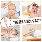 Baby Hair Brush, 2 Packs - Natural Wooden Brush with Premium Goat Bristle, Ideal for Newborns & Toddlers, Promotes Healthy Hair Growth, Prevents Scalp Irritation, Off-white