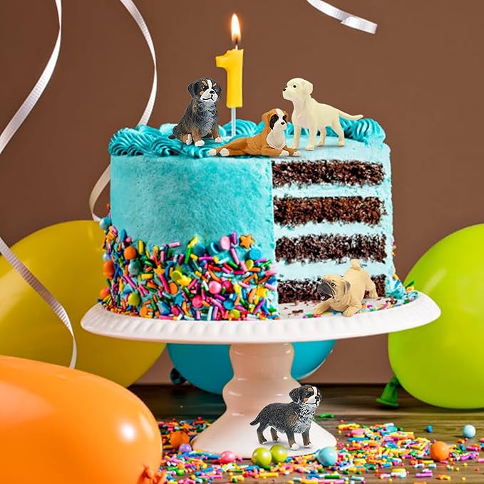 Toymany 12PCS Mini Dog Figurines Playset, Realistic Detailed Plastic Puppy Figures, Hand Painted Emulational Tiny Dogs Animals Toy Set, Cake Toppers Christmas Birthday Gift for Kids Toddlers