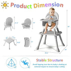 6 in 1 Baby High Chair for Babies and Toddlers, Booster Seat, Kids Learning Table & Chair (Grey)