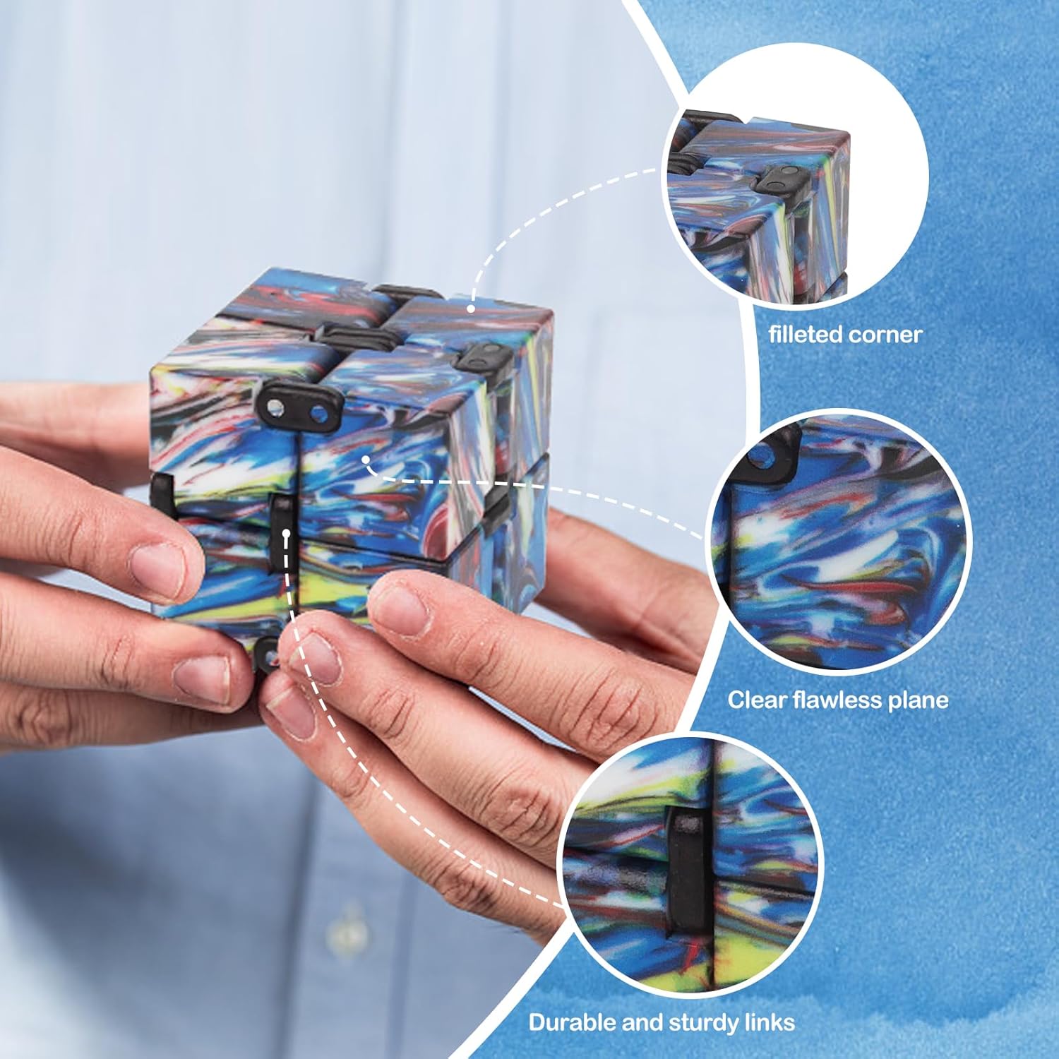 Fidget Infinity Cool Cube Toys: Hand Held Magic Cube Cool Stuff Gadgets Things Unique Birthday Gifts Boys Girls Kids Adults Anxiety Stress Relief Sensory Toy Christmas Stocking Stuff Gifts Toys