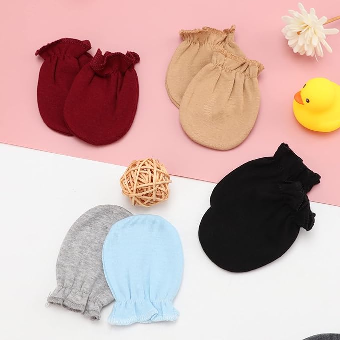 Newborn Baby Mittens No Scratch Cotton Elastic Wrist Gloves Infant Toddler Mittens for Baby Boy Girl 0-6 Months