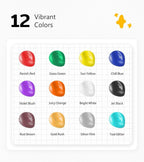 TMOL Washable Paint for Kids 12 Colors, Non-Toxic, Safe & Washable for Toddlers, Tempera Paint with Brushes, Palette & Bucket, School Project Art Supplies