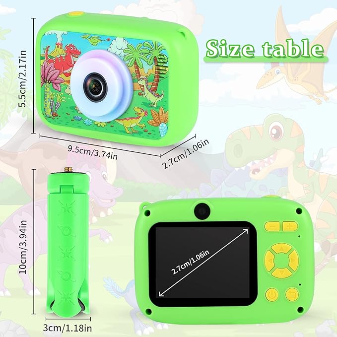 SUZIYO Kids Video Camera with Stand, Best Christmas Birthday Gifts Toys for Children, Toddlers Selfie Digital Camcorder 1080P 2.4 Inch HD for Age 4-9 Years Old Boys Girls with 32G SD Card, Green