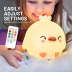 Lumipets Remote Control Silicone Night Light for Kids - Chick Design with 9 Soft Colors & Sleep Timer - Rechargeable, Battery-Operated Lamp for Bedroom | Baby Nursery, Toddler, Girls, Boys