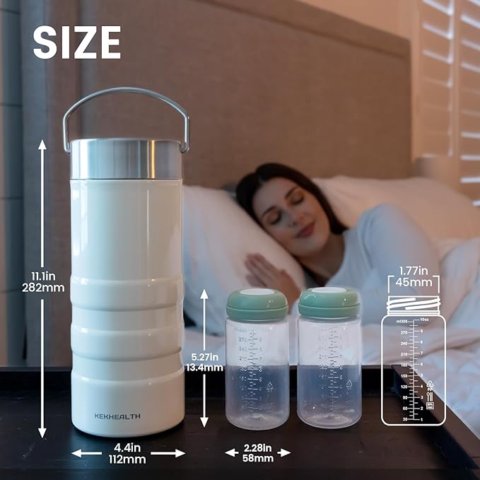 22oz Breast Milk Cooler for Work and Travel, 24 Hours All-Day Cooling, Large Capacity Portable Breastmilk Chiller with 2pcs Breastmilk Storage Bottle, Baby Feeding Essentials