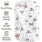 LifeTree Muslin Baby Lounger Cover, Newborn Slipcover Lounger Cover for Boys Girls Infant, Soft 70% Viscose from Bamboo and 30% Cotton, 1 Pack Cover Only, MallardDuck Pattern