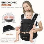 FRUITEAM Baby Carrier, Upgraded Adjustable Knob, 6-in-1 Baby Carrier Newborn to Toddler, Safety-Certified Baby Hip Seat Carrier, Perfect for Travelling Shopping Breastfeeding