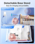 SWEETFULL Portable Stroller Fan with Display 4000mAh Battery Powered Mini Clip On Fan, 4-Speed Rechargeable Small Personal Cooling for Baby Car Seat Crib Travel - Pink