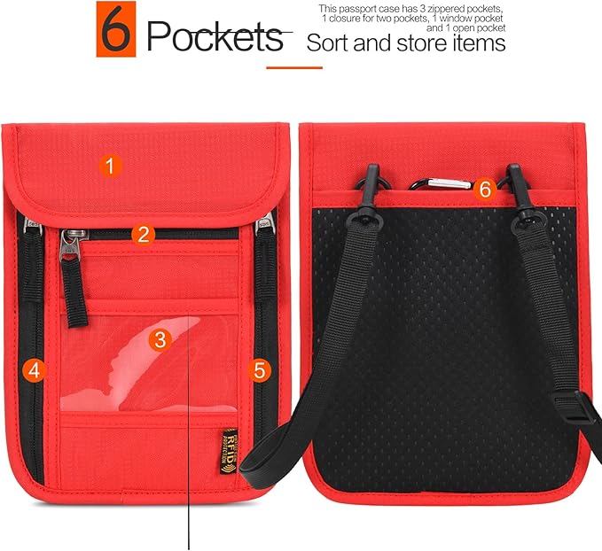 Neck Wallet Lightweight RFID Blocking Waterproof Travel Pouch for Women Men