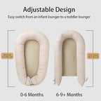 Baby Lounger, Deluxe Infant Lounger, Baby Nest Cover for Baby, Breathable Cotton, Adjustable Baby Floor Seat for Tummy Time, Newborn Essentials for Baby 0-12 Months (Khaki)