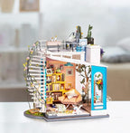 Rolife DIY Miniature House Kit Dora's Rooftop, Tiny House Kit for Adults to Build, Mini House Making Kit with Furnitures, Halloween/Christmas Decorations/Gifts for Family and Friends (Dora's Rooftop)