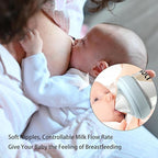 Natural Glass Baby Bottle for Breastfeeding Babies, 3oz Newborn Anti-Colic Baby Bottle with Slow Flow Nipples (SS), Clear, Wide Neck, 4 Pack, 0 Months+