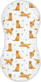 1 Pack Muslin Burp Cloths Golden Dogs Paw Prints White Cotton Baby Burp Cloths Absorbent Burping Cloth Soft Spit Up Rags for Newborn Boys Girls 22x11 Inch